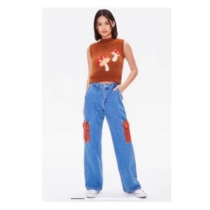 FOREVER 21 Wide Leg Cargo Jeans